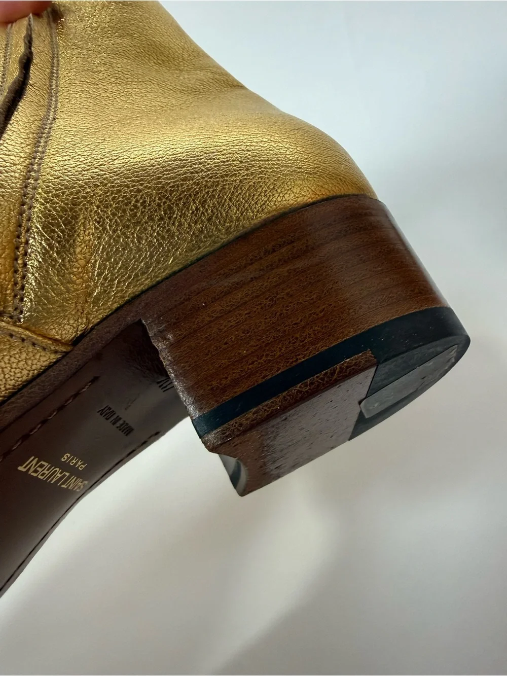 Saint Laurent Gold Leather Boots 41.5